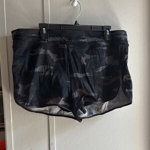 Athleta Black and Gray Camouflage Swim Shorts